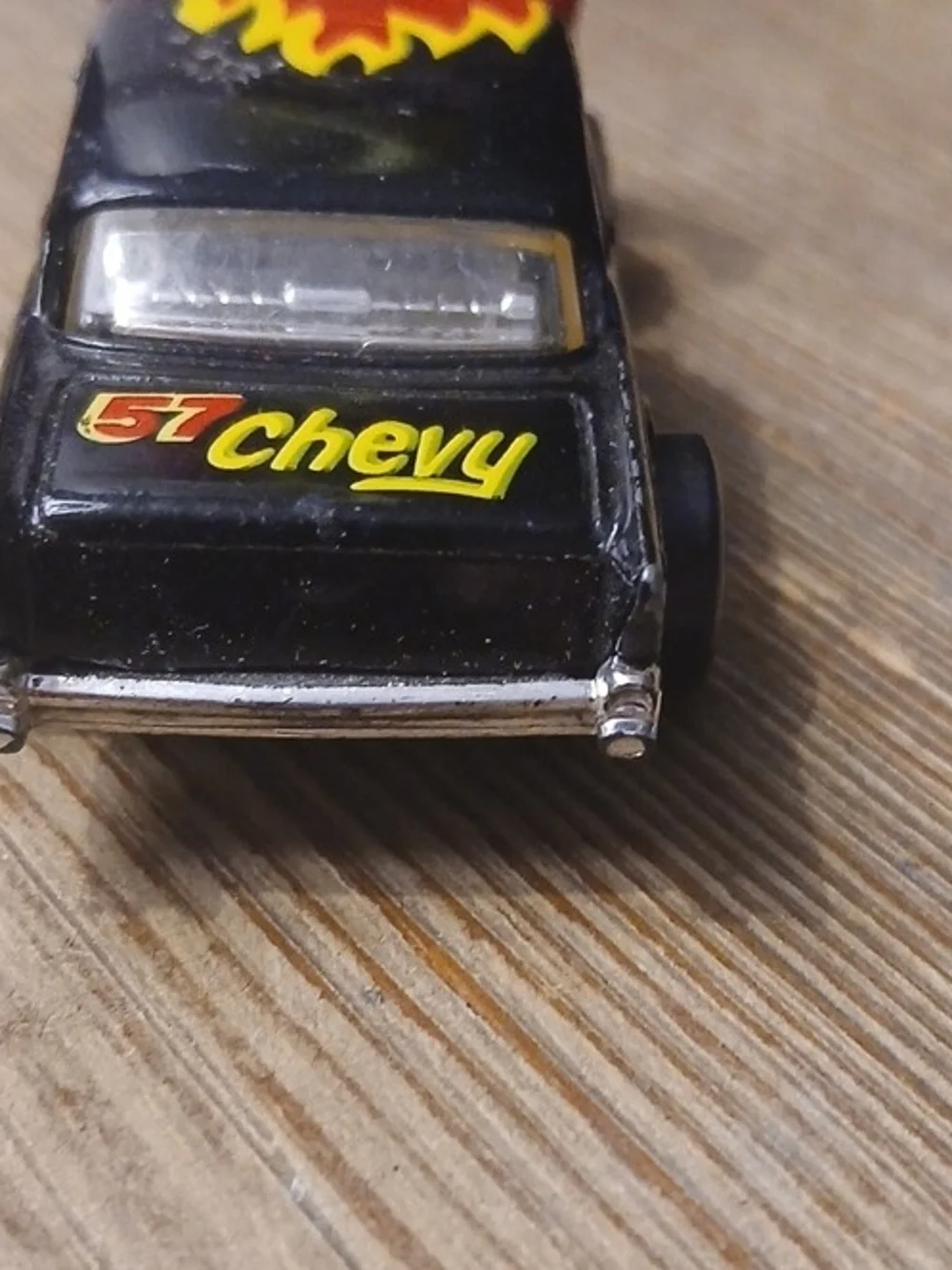 1983 Matchbox MB-4 1957 Chevy Bel Air Hardtop Black w/Red/Yellow Flames 1:64 NM